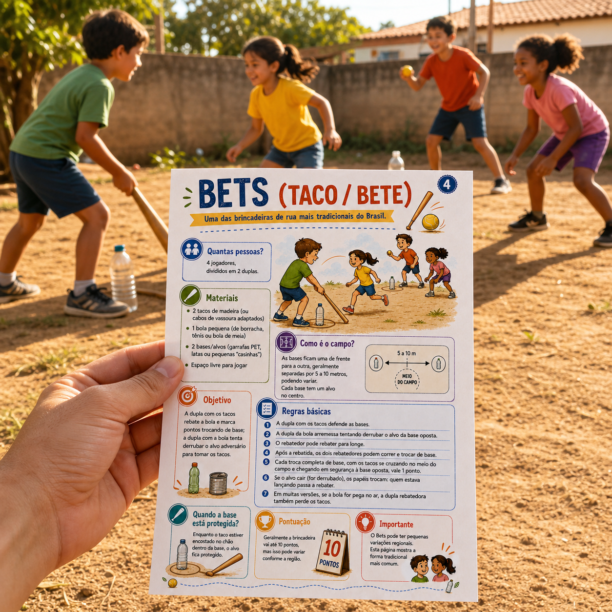 Bets: demonstração da brincadeira com o guia.
